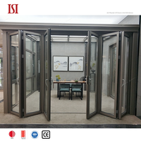 Porte de séparation pliante HENNISSY moderne en verre et alliage d'aluminium, anti-rouille, à encastrer, peu encombrante, pour salon étanche