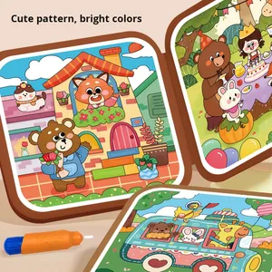 Livre de <span class=keywords><strong>dessin</strong></span> à l'eau réutilisable HURREE pour enfants en EVA, jouet de peinture à gribouiller, thème animaux et nature, éducation préscolaire maternelle 4-6 ans - Product Image 4