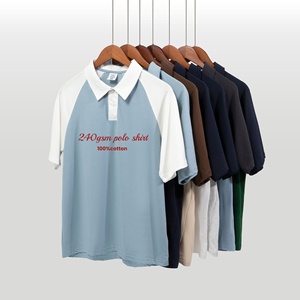 240GSM Men's 100% Cotton Polo Shirt Oversized Short Sleeve Custom Design Transfer Printing Unisex 's Polo Shirts