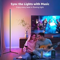 Barre lumineuse d'angle LED RGBIC 16 millions de couleurs, synchronisation musicale, commande vocale, télécommande/application Wi-Fi, lampe sur pied minimaliste blanche pour usage résidentiel