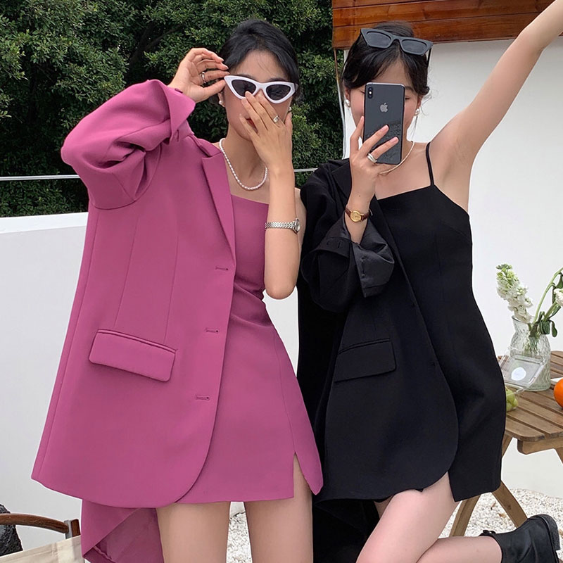 slim fit dress slacks 2 Piece Dress Set Women Casual Y2k Crop Tops Elegant Jacket Coats + Mini  Skirts Korean Fashion Suits 2022 Autumn Blazers Dress main image 1