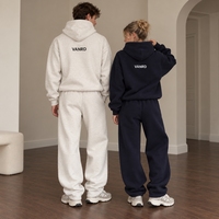 Ensemble de survêtement unisexe en molleton épais avec logo personnalisé, style streetwear, pour homme, en coton, 2 pièces