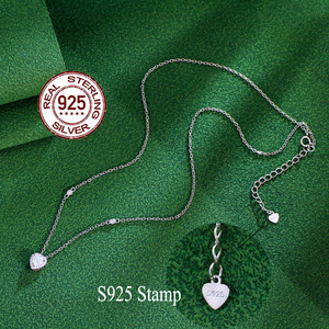 Simple Design Diamond <strong>Link</strong> Cubic Zirconia <strong>Jewellery</strong> 925 Sterling Silver Small Heart Necklace for Women Fashion Pendant Jewelry - Product Image 6