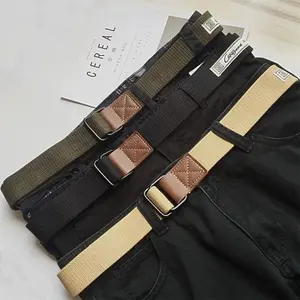 Jeans d'outillage à la mode INS à boucle en métal pour femmes/hommes en toile personnalisée avec ceinture en tissu simple tout match punk street hip-hop