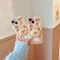 Coque de protection invisible en gros avec motif d'ours de dessin animé à grosse tête pour iPhone 17 16 15 14 13 12 Pro Max