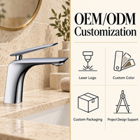 Robinet de lavabo monocommande en chrome poli, à montage sur plan, avec bec conique, pour évier encastré, mitigeur avec cartouche céramique 5