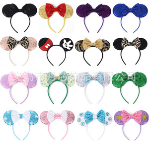 DREAM FASHION Diadema Unisex de Mickey con Lentejuelas Brillantes y Lazo, Estilo Dulce, Aro de Tela para el Cabello, Accesorios para el Cabello - Product Image 2
