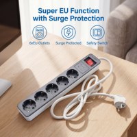 Prise EU avec protection contre les surtensions, multiprise avec 5 prises, usage industriel, 2 ports USB A, CE pour IP21