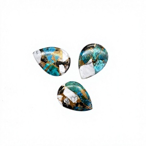 Piedra Suelta de Turquesa Kingman Búfalo Multicolor Natural Rara de Primera Calidad, Forma de Pera Briolette de 16x22mm, Pulida a Mano, para Joyería Fina - Product Image 1