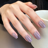 Faux ongles de luxe faits à la main en acrylique, à presser, couvrance totale, design carré, 10 pièces, longueur courte, pré-dessinés