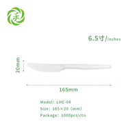 Couteau jetable en amidon de maïs biodégradable de 6,5 pouces, haute qualité, écologique, résistant à la chaleur, mini, pour la vente en gros