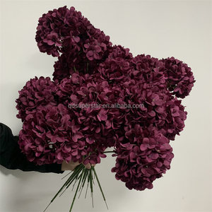 E-839 Fiori Artificiali di Alta Qualità all'Ingrosso, Fiori di Ortensia Artificiali a Stelo Singolo Bordeaux - Product Image 1