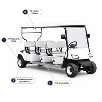 Voiturette de golf à essence 6 places, moteur GY6 300CC, sièges en cuir PU, couleurs personnalisées, usine OEM ODM