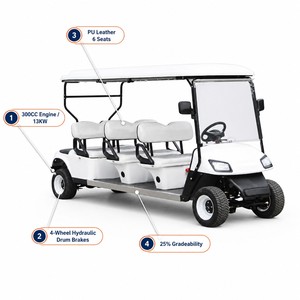 Carrito de Golf de Gasolina para 6 Pasajeros, Motor GY6 de 300 CC, con Asientos de Cuero PU, Colores Personalizados, Fabricación OEM/ODM - Product Image 3
