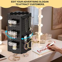 Présentoir rotatif à quatre faces pour bureau, bijoux et clés ; support de rangement pivotant, étagère d'exposition de marchandises