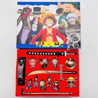Ensemble d'armes d'anime Luffy Chopper Ace Hawkeye, pendentif en alliage, porte-clés, collier, broche, collection cosplay, boîte souvenir, cadeau