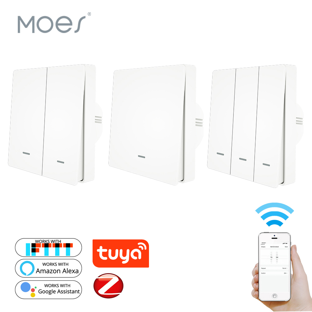Кнопочные переключатели 1/2/3 Gang Tuya No нейтральный Zigbee Smart Switch APP remote control Alexa Acho Google Home MOES Factory