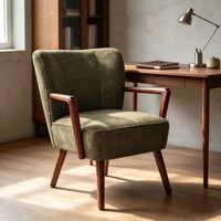 Fauteuil de style Olive CARLFORD avec accoudoirs et pieds en bois pour salon, chaise d'appoint pour chambre, salle à manger ou usage hôtelier