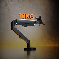 Soporte de Brazo para Monitor AUKI de Acero Aleado Negro con Resorte de Gas Ajustable en Altura e Inclinación de 45° para Pantallas de 32 Pulgadas, Capacidad de Carga de 10 kg