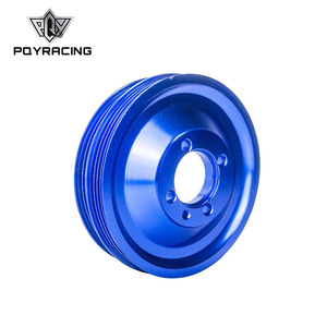 พูลเลย์สายพานวี Poyracing ขนาดรู 50 มม. 3 ร่อง อลูมิเนียมสีน้ำเงิน สำหรับมิตซูบิชิ EVO 1 2 3 4G63 อะไหล่หมายเลข 6891 - Product Image 1