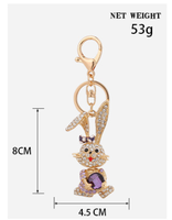 Porte-clés Charme Animal de Dessin Animé Vintage pour Femmes et Filles, Motif Lapin en Cristal, Accessoire de Porte-clés Zodiaque Féminin