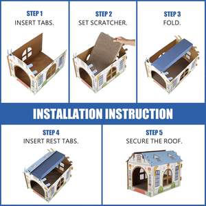 Kartonnen Kattenhuis Met Krabber En Krabben, Speelhuis Voor Indoor Katten Schuilplaats Meubels, Schuilplaats Voor Kleine Dieren - Product Image 5