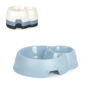 Ciotola Doppia per Animali Domestici in Plastica, Capacità Standard, Durevole, Riutilizzabile, Colori Assortiti per Uso Domestico - Product Image 1