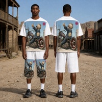 Ensemble 2 pièces d'été pour homme : T-shirt oversize à col rond et short, imprimé graphique basketball, style streetwear décontracté et respirant