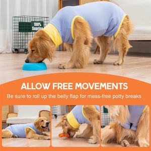 Qiqu 애완 동물 용품 럭셔리 면 개 수술 복구 세트 통기성 바디 수트 수술 셔츠 <span class=keywords><strong>E</strong></span> 칼라 콘 대체 봄 - Product Image 4