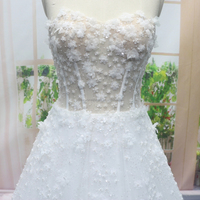 Luxe 3D Fleur Sequin Perle Aline Robe De Mariée 2 en 1 Pièce Sparkle Robe De Mariée avec Illusion Retour Conception Nouvelle Arrivée