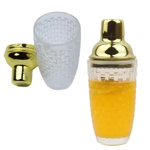 Gold Lid Pattered Cocktail Shaker Luster Style Royal Design Glass Shaker