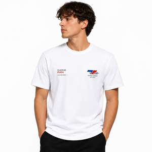 Racing Fan White <b>T</b>-Shirt Men's Short Sleeve Regular Fit Cotton Casual O-Neck Printed With Pattern <b>Track</b> Spirit Logo - Product Image 2