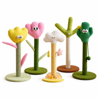 Ensemble de 5 griffoirs pour chats en forme de dessin animé avec de jolies têtes en peluche en forme de fleur, nuage et cactus, et corde en sisal pour chats