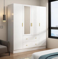 Prima Armoires de luxe en bois sur mesure Combinaison de meubles en bois Chambre à coucher moderne Porte en verre Promenade dans le placard Armoire