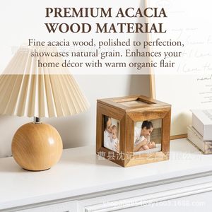 Wooden <b>Shadow</b> <b>Box</b> 5.2 Inch Square Tabletop Storage Frame For Photo Souvenir Display - Product Image 5