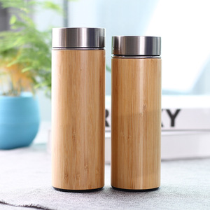 Bouteilles d'eau en bambou avec <span class=keywords><strong>infuseur</strong></span> à <span class=keywords><strong>thé</strong></span>, gobelet en bambou isolé en acier inoxydable - Product Image 1