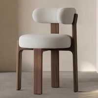 Chaise de salle à manger simple et rétro en bois massif et cuir avec dossier rembourré, adaptée aux restaurants, hôtels, appartements et centres commerciaux