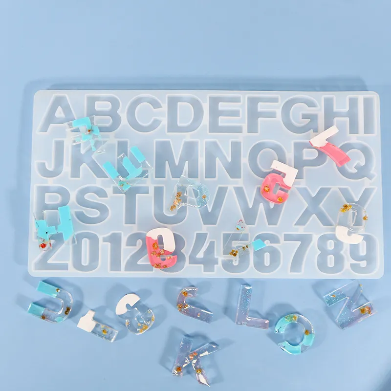 Diy Crystal Pendant Plastic Resin Lowercase Letter Mirror Handmade Jewelry Pendant Epoxy Silicone Mold Digital Silica Gel Mold