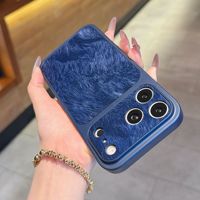 Coque de téléphone en PC à texture suède avec grande fenêtre de visualisation, antichoc et antidérapante, pour iPhone 17 18 Pro Max 16 Pro 15 14 13