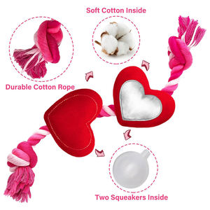Giocattoli in Corda Personalizzabili e Resistenti per Animali Domestici con Cuore Peluche Sonoro, Giocattolo per Cani da Tiro alla Fune, Simpatici Regali di San Valentino per Cani di Piccola e Media Taglia - Product Image 2