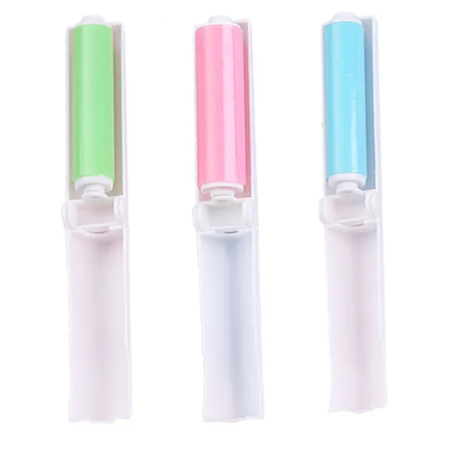 Rouleaux collants avec couvercle anti-poussière Pet Hair rétractable Lint Remover Roller avec autocollant adhésif peluches rouleau en vrac