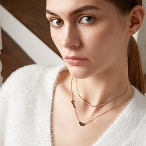 Collar de Acero Inoxidable con Colgante de Corazón y Cadena de Serpiente Chapada en <span class=keywords><strong>Oro</strong></span> de 18K, Regalo para Mujer, Venta al Por Mayor - Product Image 6