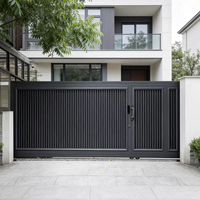 Portail Coulissant Automatique avec Interphone et Kit de Serrure, Revêtement Poudré Écologique pour Allée de Villa et Entrée Extérieure