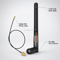 Kit d'antenne WiFi personnalisé 2,4 GHz 5,8 GHz 3 dBi avec connecteur mâle RP-SMA et câble d'extension UFL
