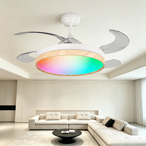Moderner Metall-RGB-<span class=keywords><strong>LED</strong></span>-Deckenventilator mit DC-Motor, Fernbedienung, 42-Zoll-Flügeln, Beleuchtung, 6 Geschwindigkeiten, dimmbar, leiser Betrieb, für Wohnzimmer - Product Image 6