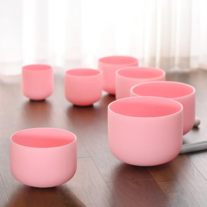 Tinh Thể Linh Hồn Frosted Màu Hồng Thạch Anh Màu Sắc của Chakra Set 6-12 Hot Bán Hoàn Hảo Pitch Pha Lê Hát Bát - Product Image 2