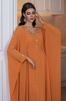 Robe Abaya élégante pour femmes, ornée de strass et en tissu polyester, pour l'automne