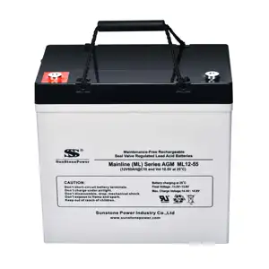 Agm 12V 55Ah VRLA chì axit UPS pin có thể sạc lại chu kỳ sâu bảo trì pin miễn phí