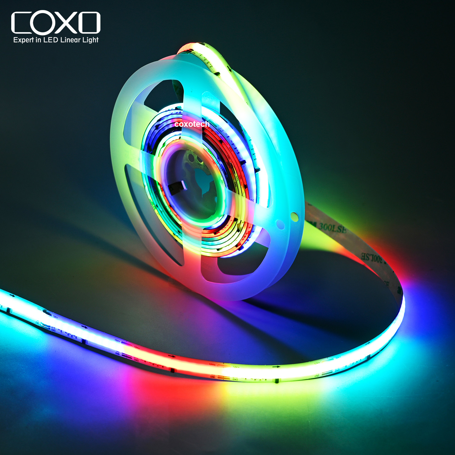 COXO Ws2812b 144 Rgbic Led Strip Dmx Pixel Programable Rgbw Multicolor Ws2812b 12v Individually Addressable Cob Rgb Led Strip