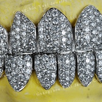Grillz Moissanite Yaxi Hiphop personnalisé haut et bas, 8 pierres taille brillant, en argent S925 et or massif 10K-18K, unisexe, certifié par une tierce partie